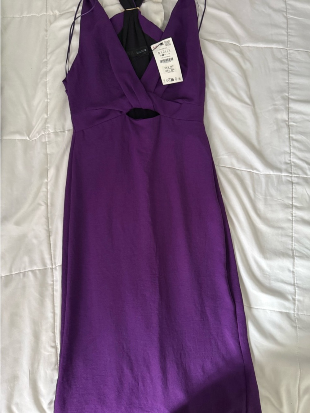 Zara Deep Purple Midi Dress with Front Cutout